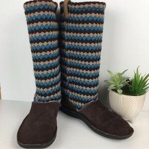 Keen Auburn Navajo Suede & Knit Pull on Tall Boots Size 10.5